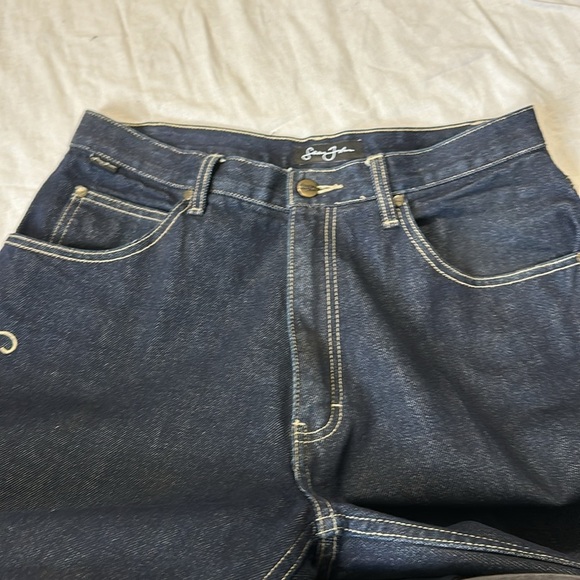 Sean John Men's Dark Wash Wide Leg Carpenter Blue Denim Jeans - Size 32 - Picture 4 of 7